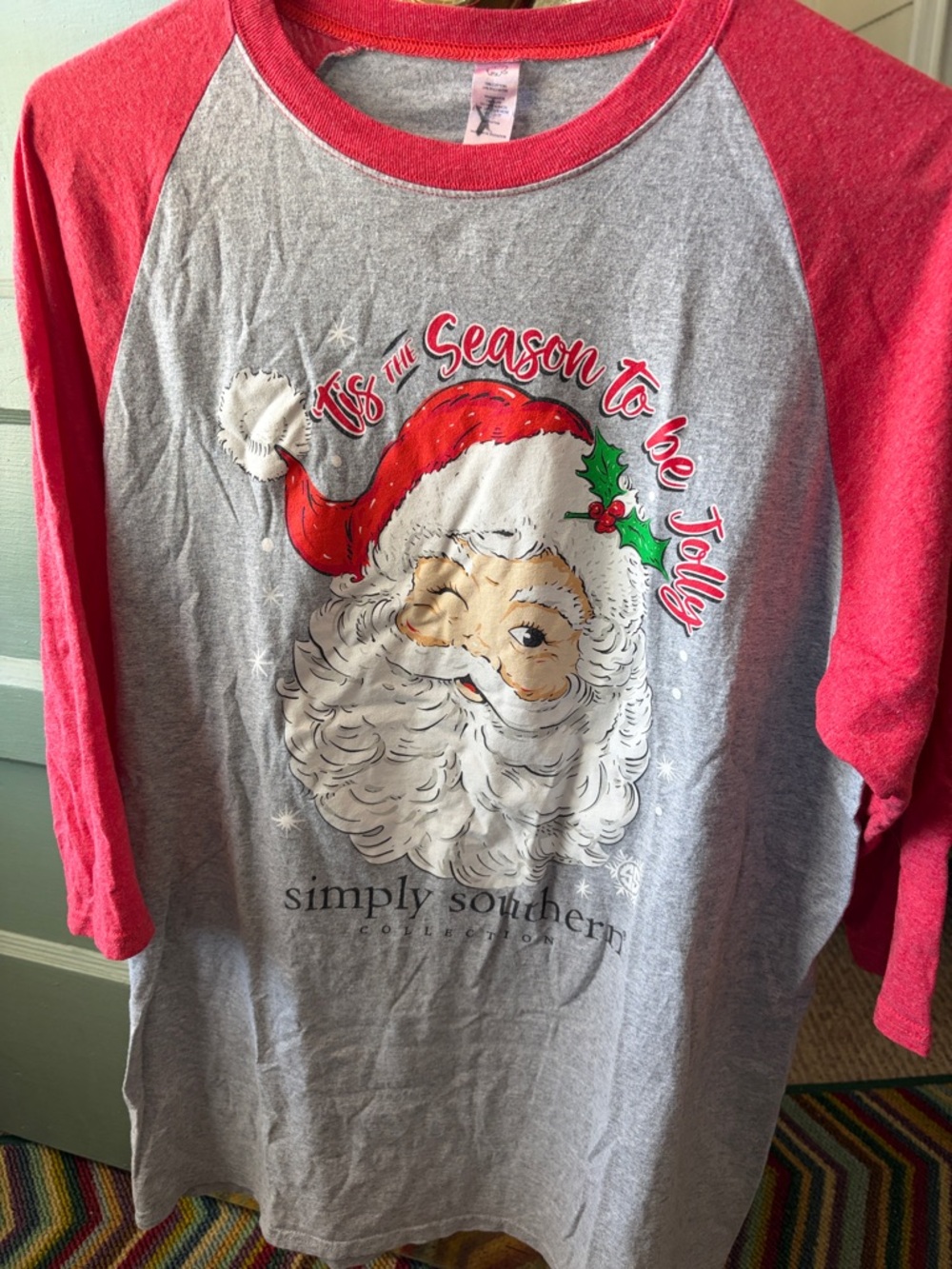 70% cotton Simply Southern ‘Tis The Season to be Jolly tee